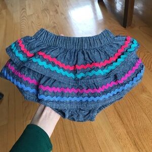 Tea ruffle bloomer skirt blue denim red green purple baby girl size 6-9 months 9